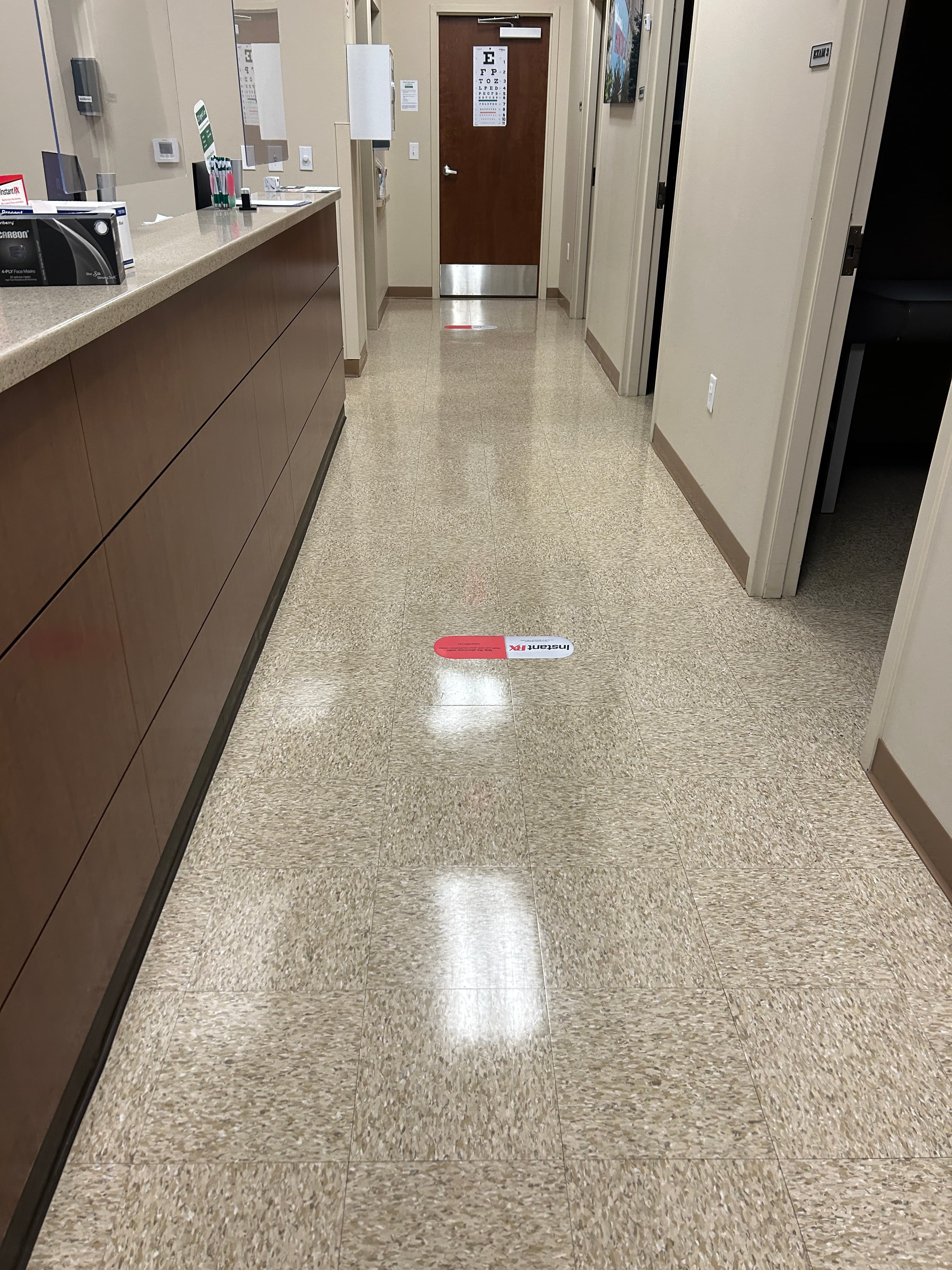 Urgent care clinic hallway cleaned and disinfected by Bay Facility Management